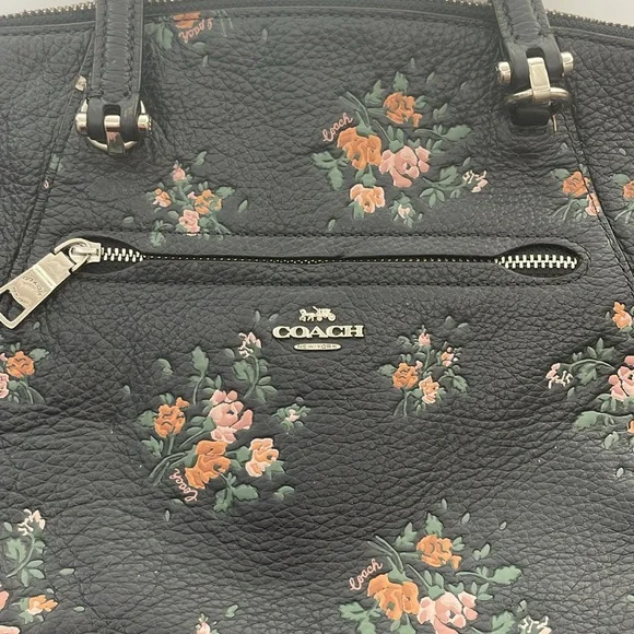 Coach Dark Floral Leather Shoulder Bag - Picture 8 of 16